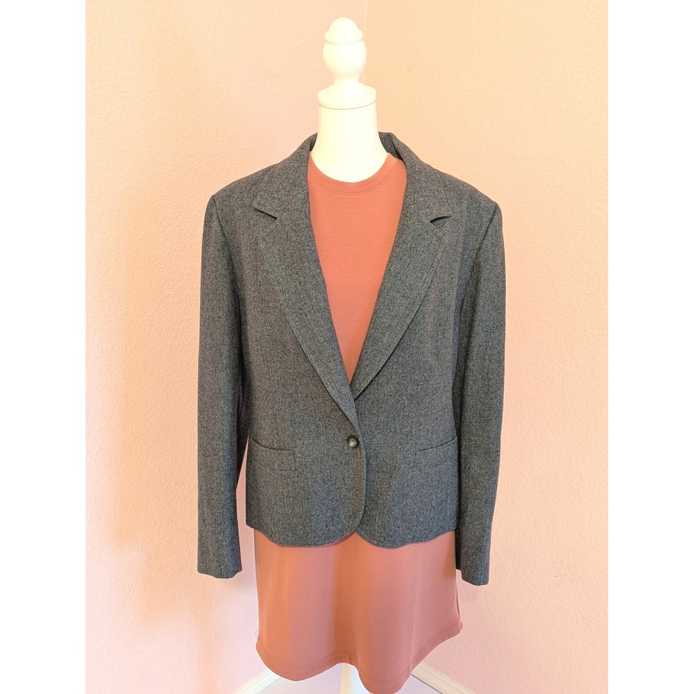 Vintage Pendleton Gray Virgin Wool Blazer Jacket USA Made Women Size 18
